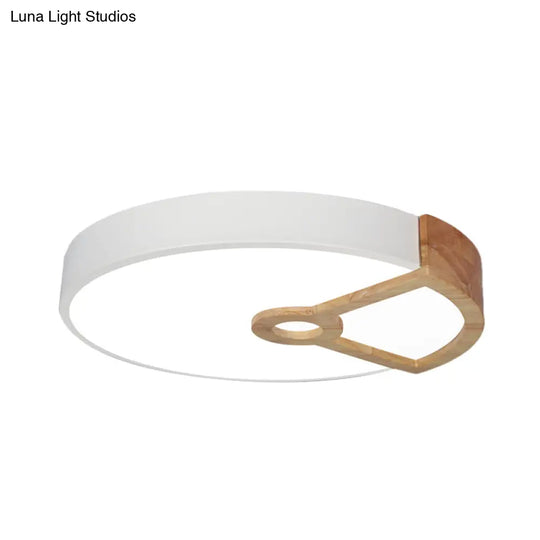 Macaron White/Pink/Blue - Wood Led Ceiling Light Fixture For Bedroom - Splicing Round Acrylic Flush