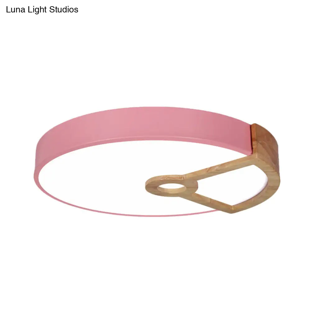Macaron White/Pink/Blue - Wood Led Ceiling Light Fixture For Bedroom - Splicing Round Acrylic Flush
