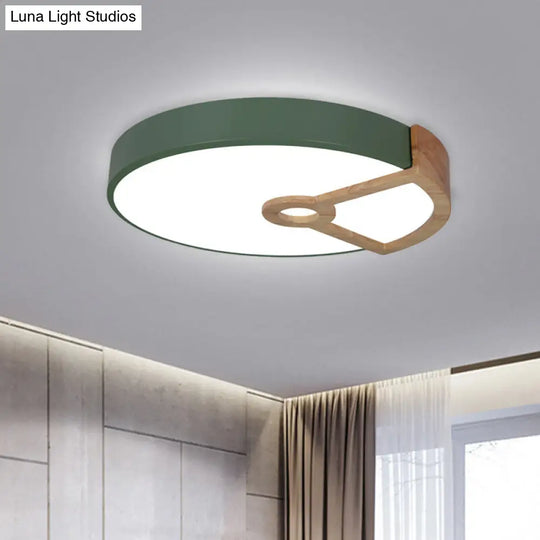 Macaron White/Pink/Blue-Wood Led Ceiling Light Fixture For Bedroom - Splicing Round Acrylic Flush