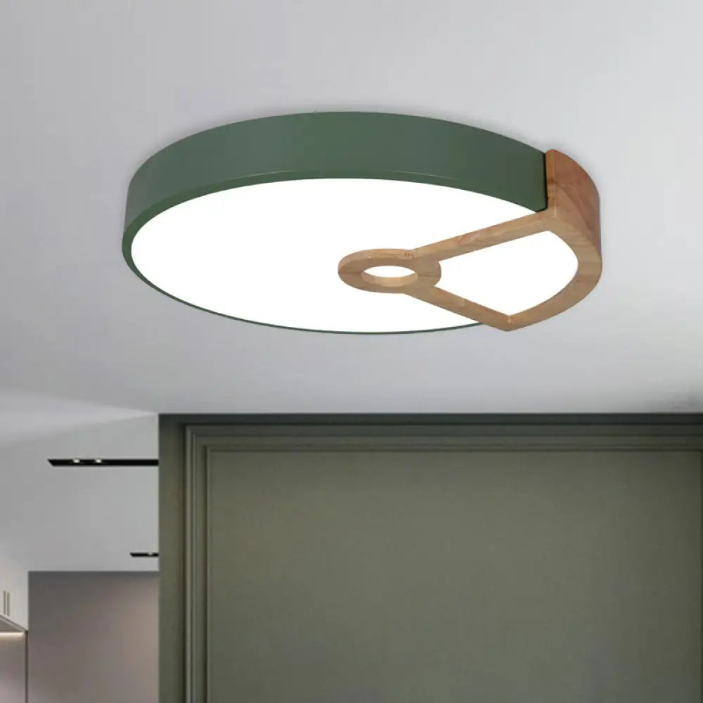 Macaron White/Pink/Blue - Wood Led Ceiling Light Fixture For Bedroom - Splicing Round Acrylic Flush