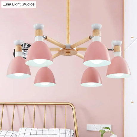 Macaroon Dome Hanging Light Fixture With 6 Bulbs - Elegant Living Room Lamp