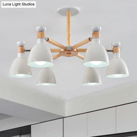Macaroon Dome Hanging Light Fixture With 6 Bulbs - Elegant Living Room Lamp