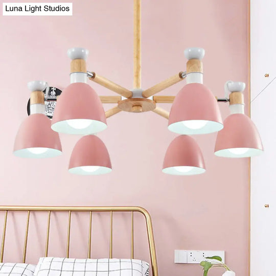 Macaroon Dome Hanging Light Fixture With 6 Bulbs - Elegant Living Room Lamp