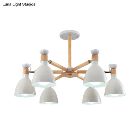 Macaroon Dome Hanging Light Fixture With 6 Bulbs - Elegant Living Room Lamp