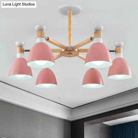 Macaroon Dome Hanging Light Fixture With 6 Bulbs - Elegant Living Room Lamp