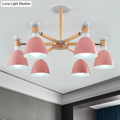 Macaroon Dome Hanging Light Fixture With 6 Bulbs - Elegant Living Room Lamp