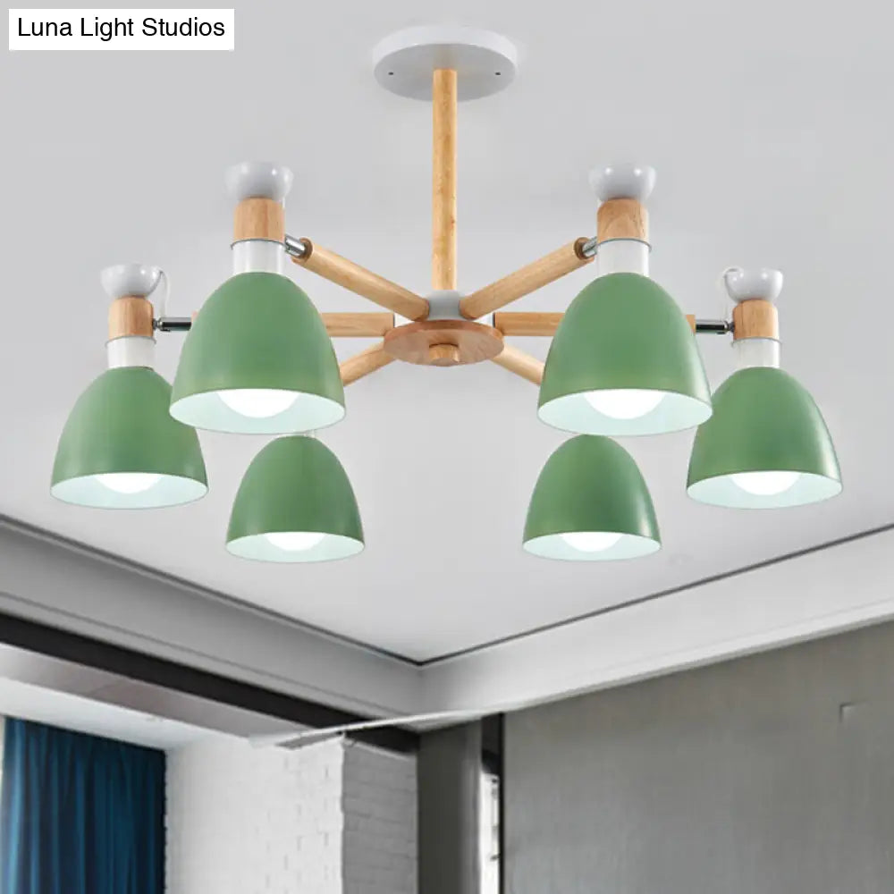 Macaroon Dome Hanging Light Fixture With 6 Bulbs - Elegant Living Room Lamp