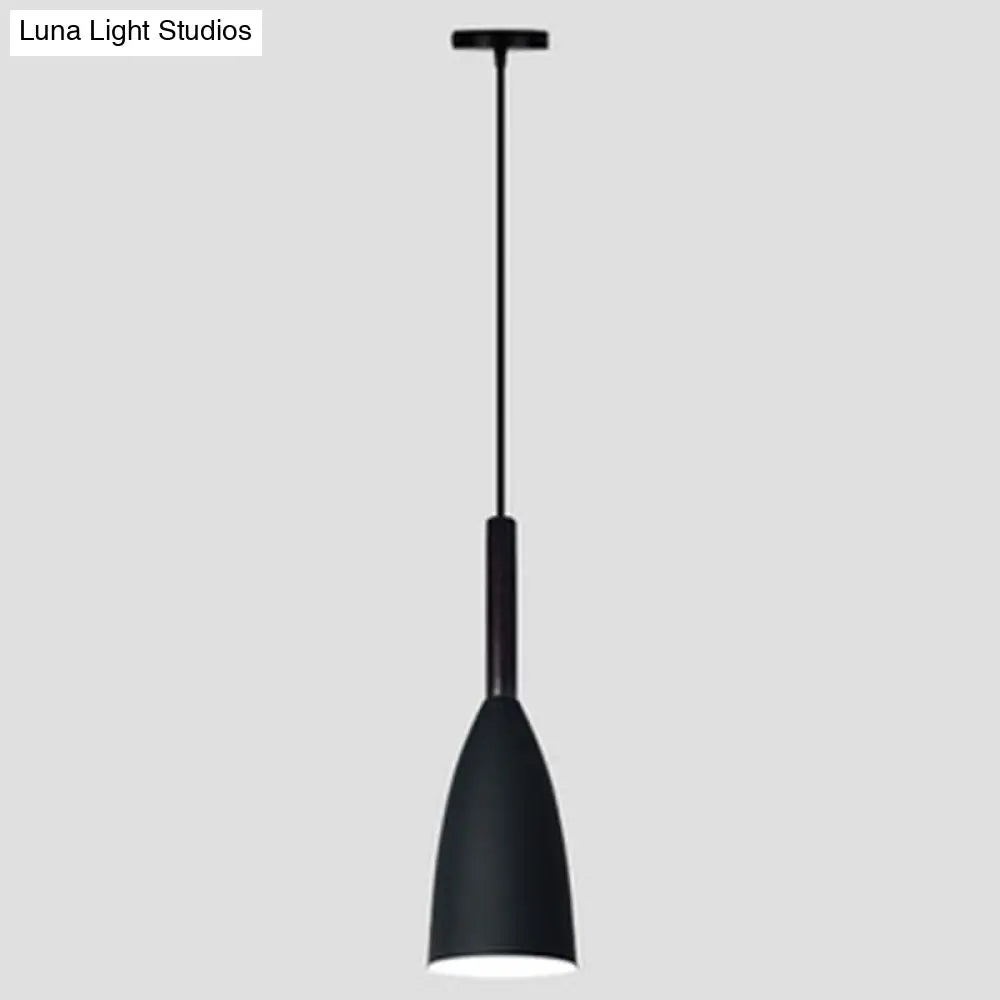 Macaroon Metal Goblet Pendant Lamp: Down Lighting Single Hanging Light For Dining Room Black