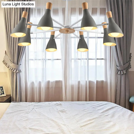 Macron Modern Metal Chandelier - Undertint Suspension Light 8 Bulbs Perfect For Hotel Spaces