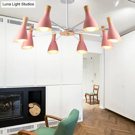 Macron Modern Metal Chandelier - Undertint Suspension Light 8 Bulbs Perfect For Hotel Spaces