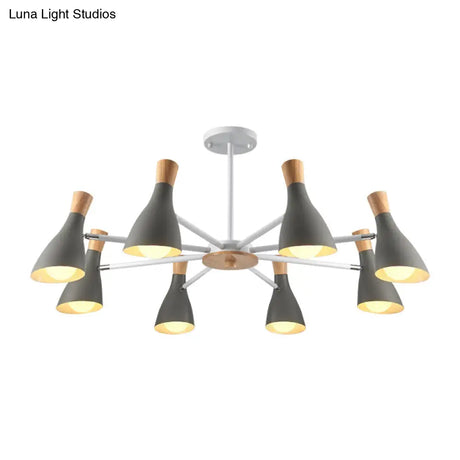 Macron Modern Metal Chandelier - Undertint Suspension Light 8 Bulbs Perfect For Hotel Spaces