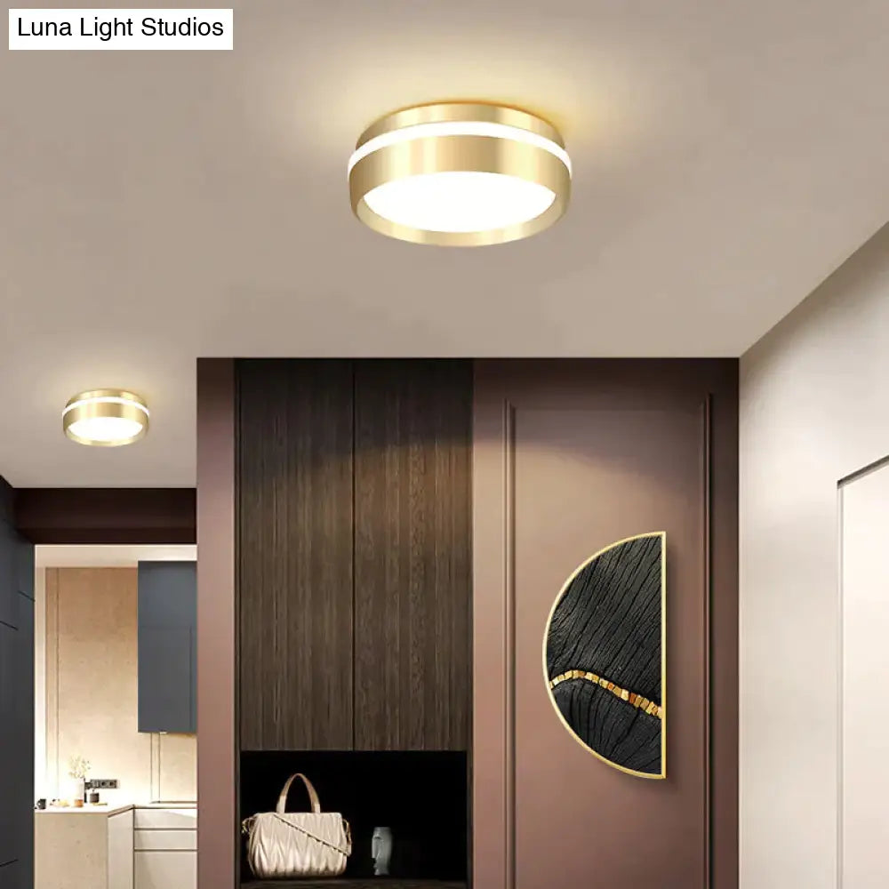 Mara-Modern Minimalist Gateway Round Gold LED Small Ceiling Lamp Ceiling