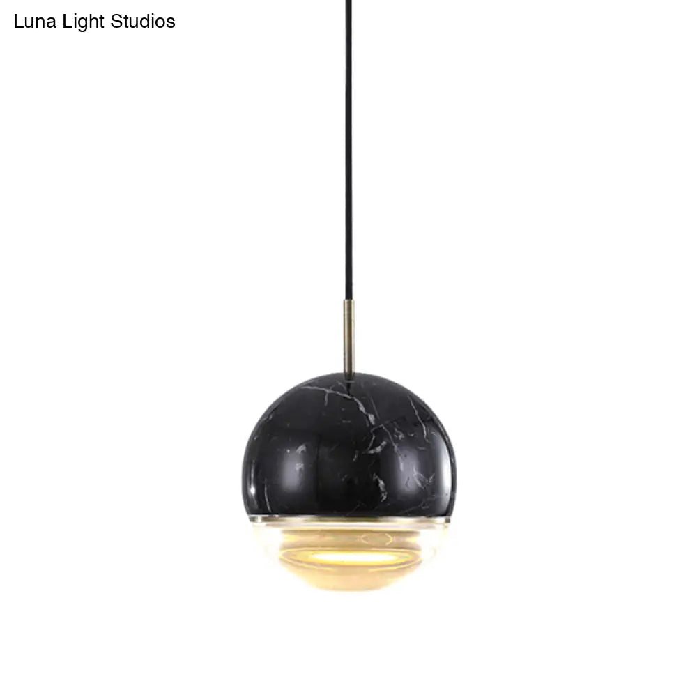 Marble Dome Pendant Light - Elegant Single-Bulb Suspension For Dining Room Black / 6’