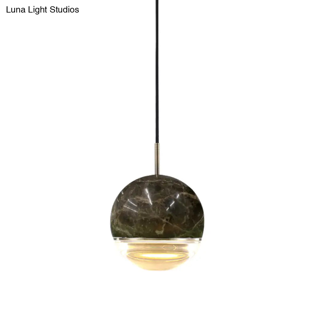 Marble Dome Pendant Light - Elegant Single-Bulb Suspension For Dining Room Coffee / 6’
