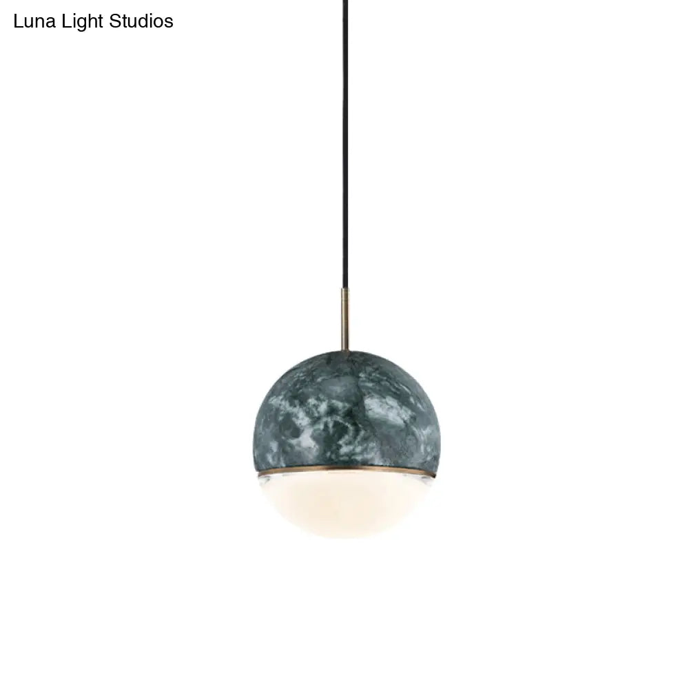 Marble Dome Pendant Light - Elegant Single-Bulb Suspension For Dining Room Green / 4’