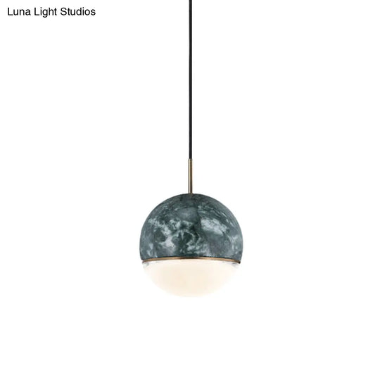 Marble Dome Pendant Light - Elegant Single-Bulb Suspension For Dining Room Green / 4’