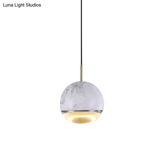 Marble Dome Pendant Light - Elegant Single-Bulb Suspension For Dining Room White / 4’