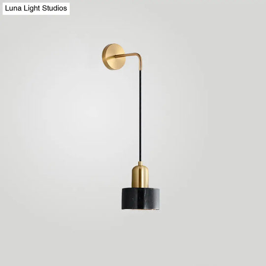 Marble Led Wall Light - Simplicity In Drum Shape