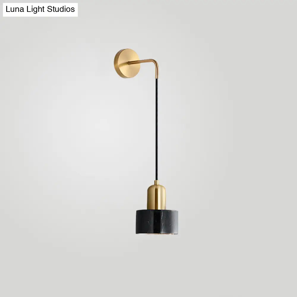 Marble Led Wall Light - Simplicity In Drum Shape