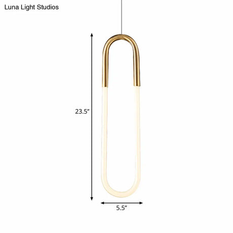 Maria - Oval Acrylic Drop Pendant Gold Hanging Ceiling Light