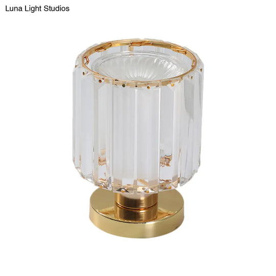 Mary - Modern Gold Finish Nightstand Lamp With Crystal Prisms Shade