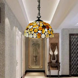 Mediterranean Black Stone Suspension Pendant - Sleek Dome Hanging Light With 1-Light Fixture
