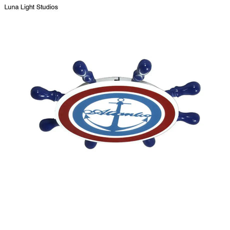 Mediterranean Blue Anchor Flush Mount Ceiling Light: Acrylic Fixture For Kindergarten