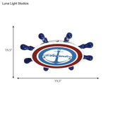Mediterranean Blue Anchor Flush Mount Ceiling Light: Acrylic Fixture For Kindergarten