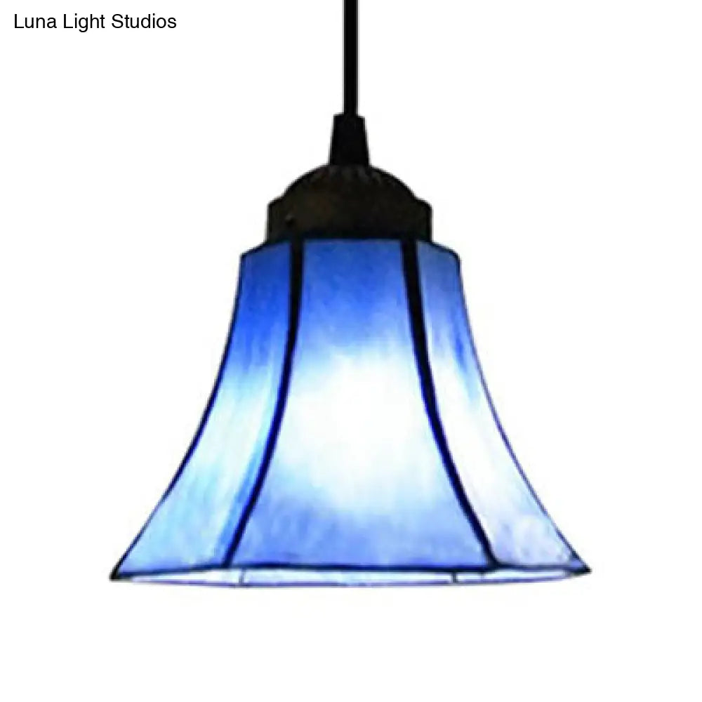 Mediterranean Blue Glass Mini Pendant Light - Stylish Suspension Lighting For Dining Room