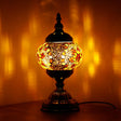 Mediterranean Global Orange/Red And Blue Stained Glass Table Lamp: Perfect Bedroom Night Light