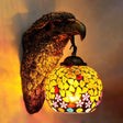 Mediterranean Sconce - Wall Mount Owl Head 1 Light Cut Glass Silver/Beige/Red For Balcony Lighting