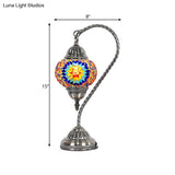 Mediterranean Teardrop Stained Glass Night Lamp With Gooseneck Arm