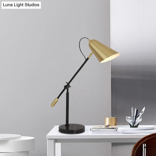 Megrez - Modern Gold Conic Night Table Lamp 1 Light Metal Nightstand With Balance Arm