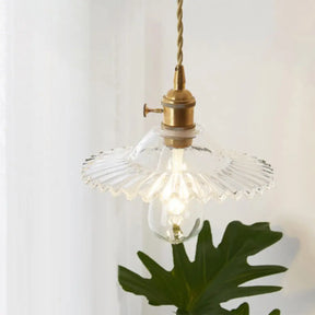 Menkent - Vintage Shaded Pendant Light: 1-Light Clear Glass Hanging Fixture For / F