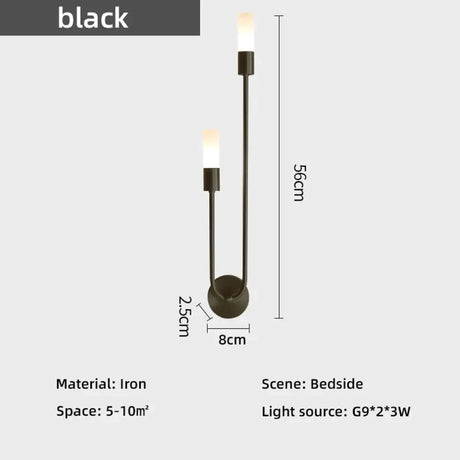Meral - Modern Minimalist Bedside LED Wall Lamp black / Warm White (2700-3500K) Wall Lamp