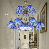Mermaid Deco Blue Stained Glass Chandelier Light For Bedroom 14 /