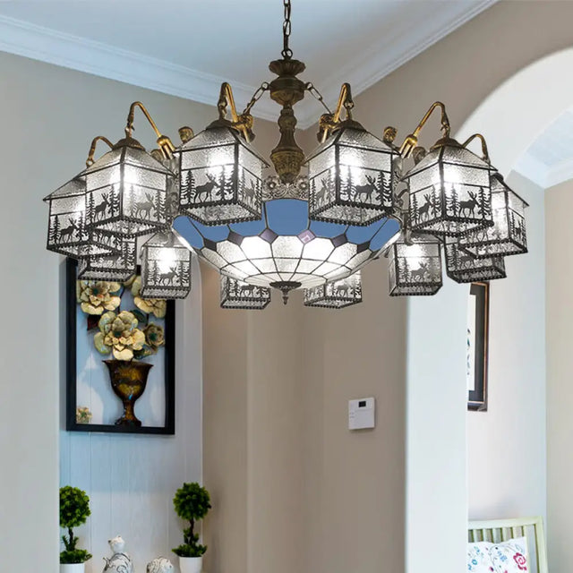Mermaid Glass Chandelier For Living Room With Clear Hanging Light