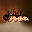 Mermaid-Inspired 3-Head Flower Wall Sconce With Pink/Blue Glass Light Fixture Pink