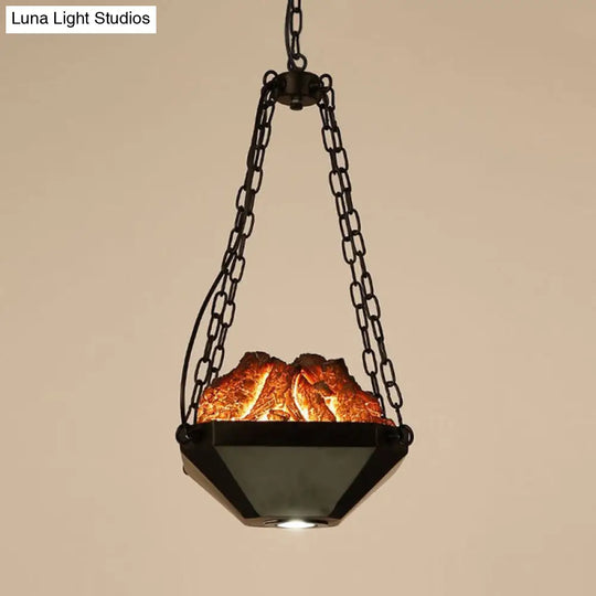 Metal And Resin Industrial Pendant Light With 39 Chain