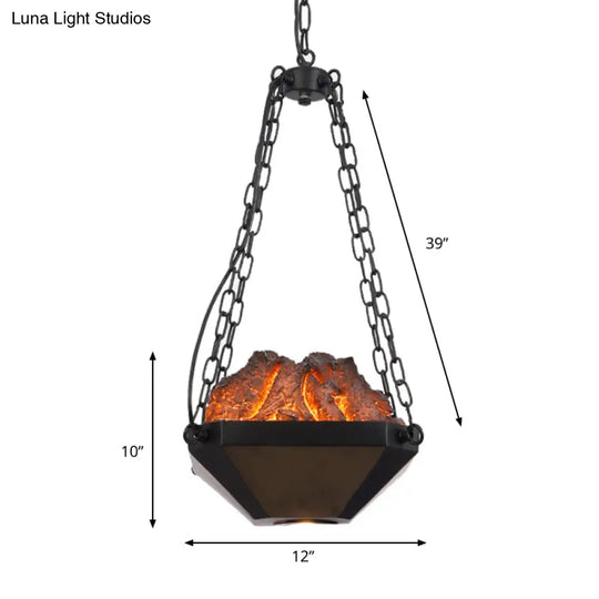 Metal And Resin Industrial Pendant Light With 39 Chain