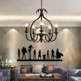 Metal Black Pendant Chandelier - Swirled Arm 5-Light Fixture For Living Room