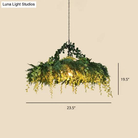 Modern Industrial Hanging Metal Chandelier For Restaurants - Artificial Botanic Led Light Fixture