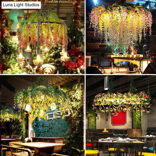 Metal Botanic Hanging Chandelier For Industrial Restaurant Lighting