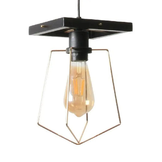 Metal Caged Pendant Lighting - Farmhouse Style 1 Light Black / A