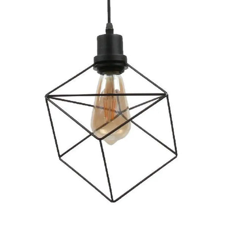 Metal Caged Pendant Lighting - Farmhouse Style 1 Light Black / D