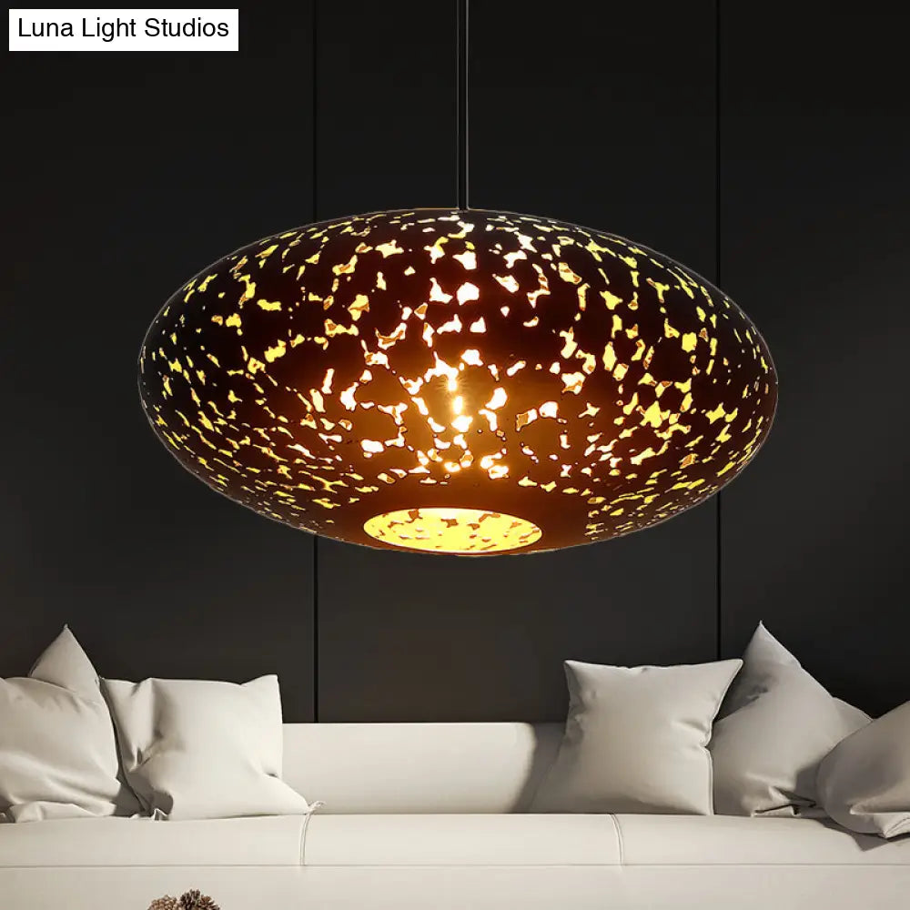 Metal Ceiling Lamp Lantern - Silver/Bronze/Brass 1 Head Pendant Light For Bedroom Bronze