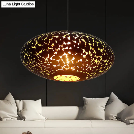 Metal Ceiling Lamp Lantern - Silver/Bronze/Brass 1 Head Pendant Light For Bedroom