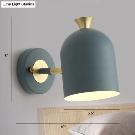 Metal Cloche Wall Sconce With Adjustable Macaron Lighting For Bedroom
