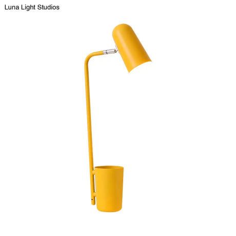 Metal Cup Desk Light - Macaron Style Reading Lamp With Pen Holder For Study Room