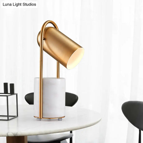 Metal Desk Lamp With Gold Finish Marble Base - Modern Capsule Design 1 Bulb